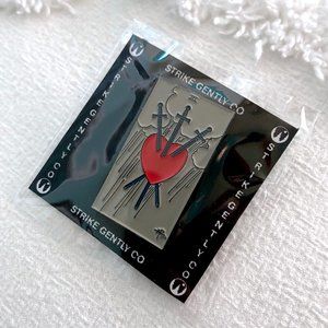 Strike Gently Enamel Pin - Three of Swords Tarot